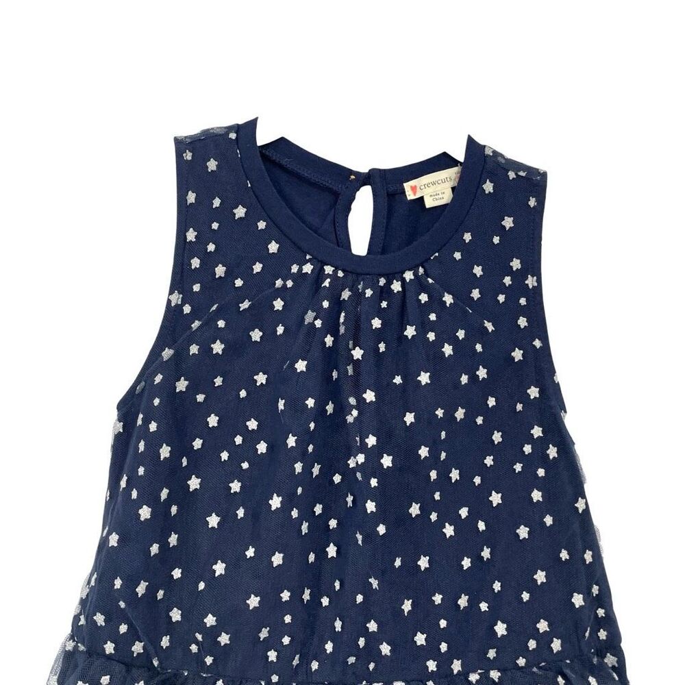 NEW Crewcuts tulle star print tiered dress Size‎ 5 navy blue - Picture 2 of 7